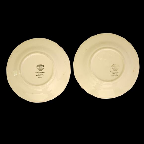 Set of 2 Vintage Edwin M. Knowles Semi Vitreous Floral Plates 6" USA 46-12 - Picture 6 of 6
